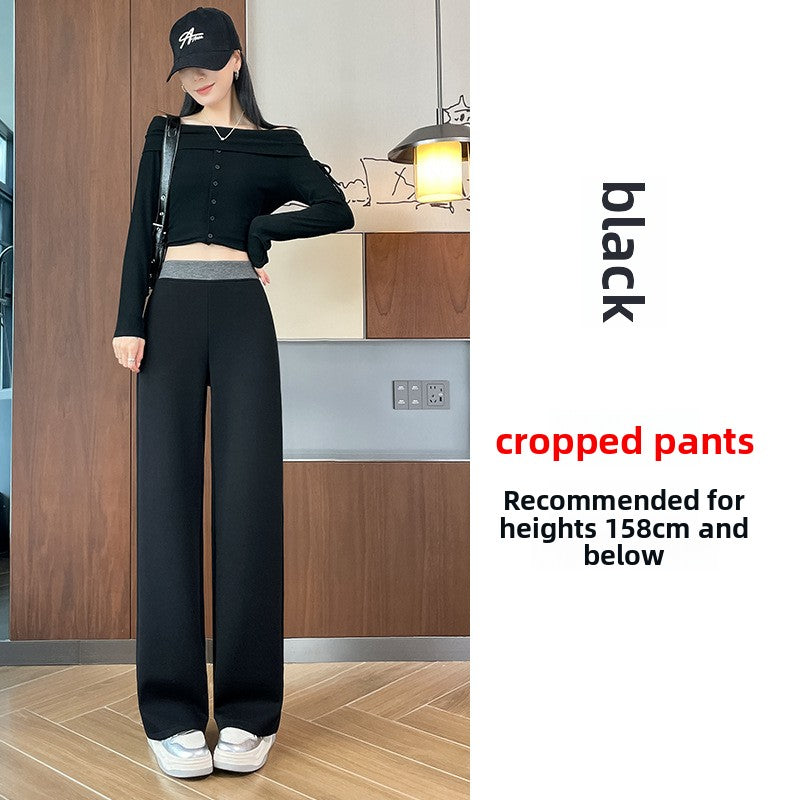 High-Waisted Fleece-Lined Wide-Leg Pants
