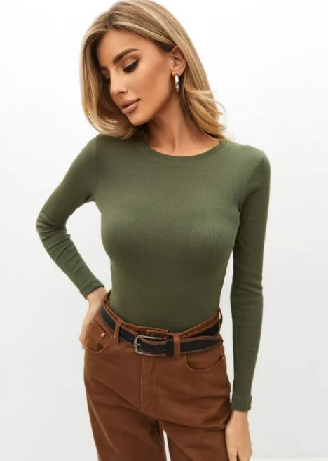 Women Sexy Slim Fit Cropped Long Sleeve T Shirt