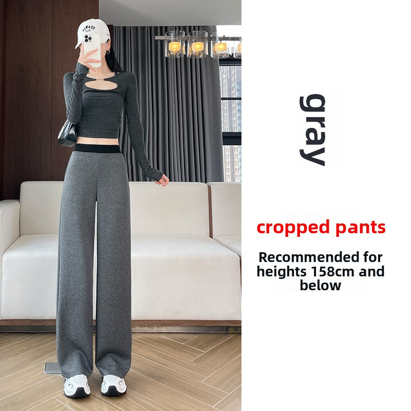 High-Waisted Fleece-Lined Wide-Leg Pants