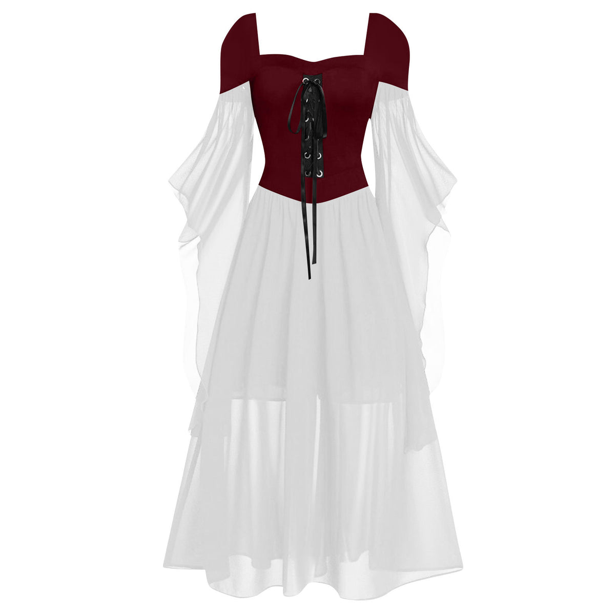 Witch Style Long Dress with Flare Sleeves
