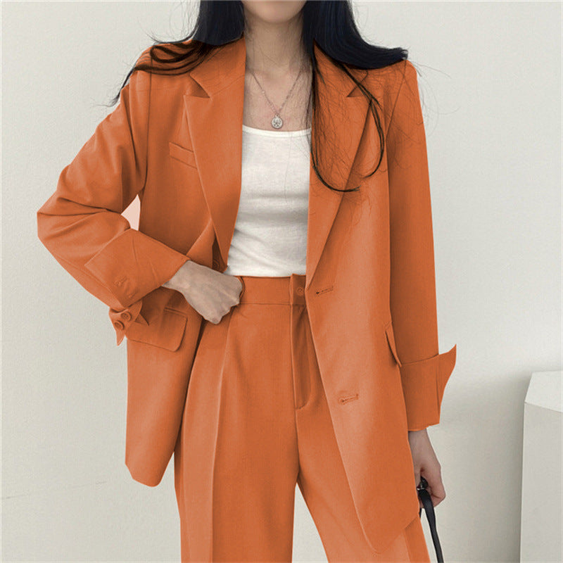 Women Slim Fit Solid Color Suit Set