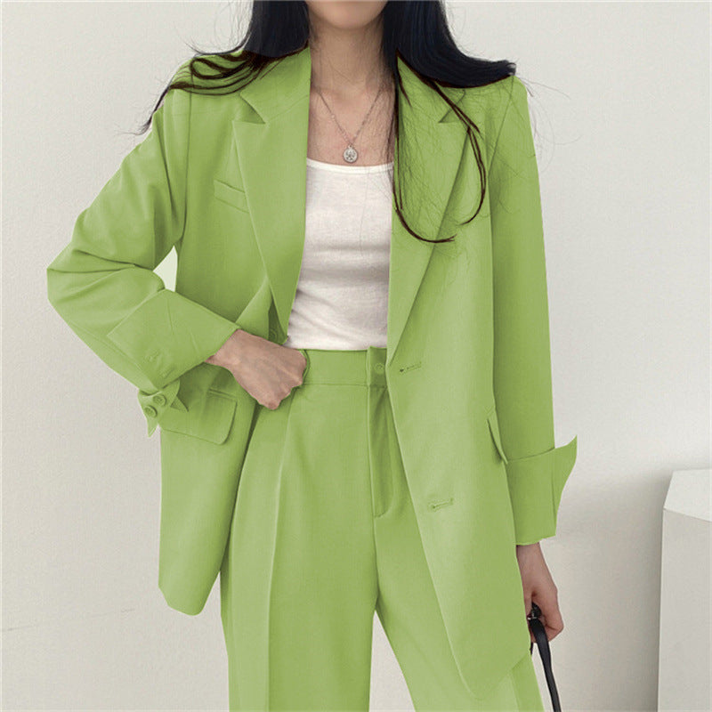 Women Slim Fit Solid Color Suit Set