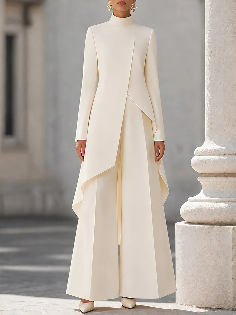 Womens Layered Wide-Leg Pants Set