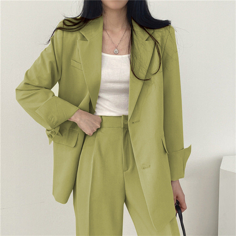 Women Slim Fit Solid Color Suit Set