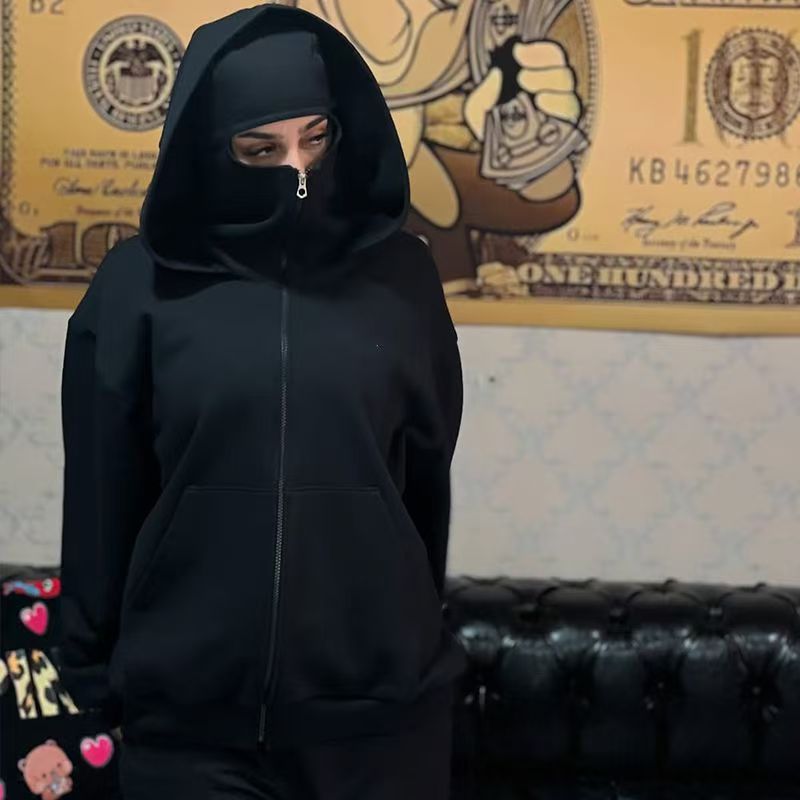 Double Hooded Fleece Zippered Sweatshirt