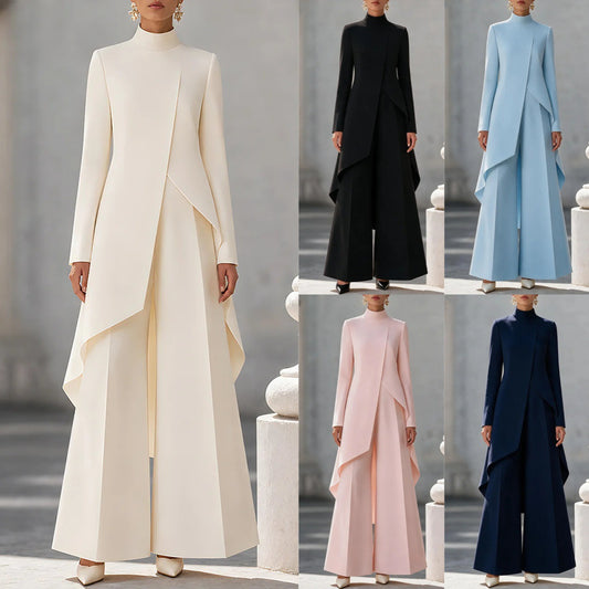 Womens Layered Wide-Leg Pants Set