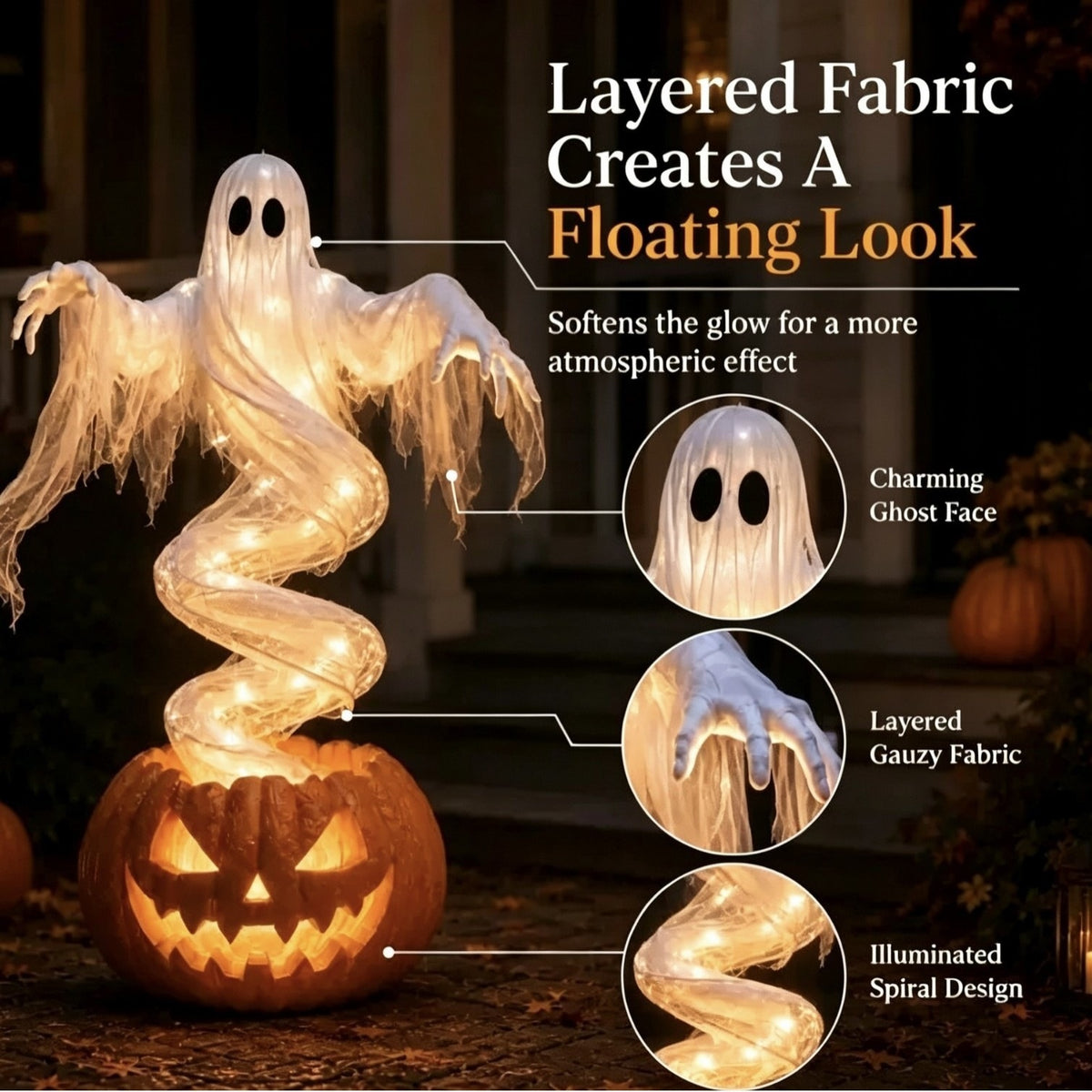 Cross-border new product: Swirling Ghost Pumpkin Yard Lamp