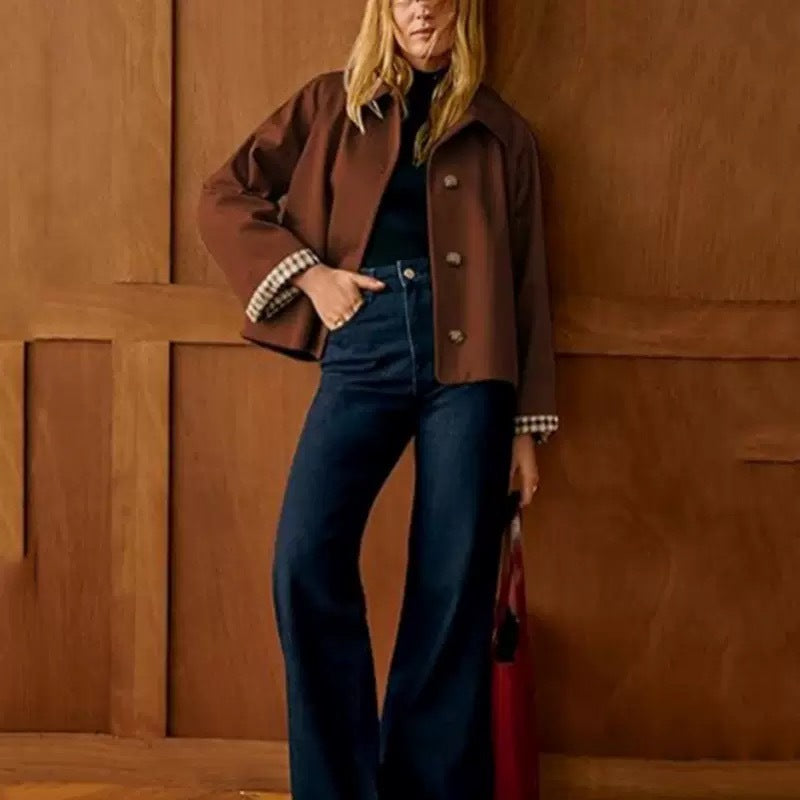 Womens Button Front Lapel Jacket