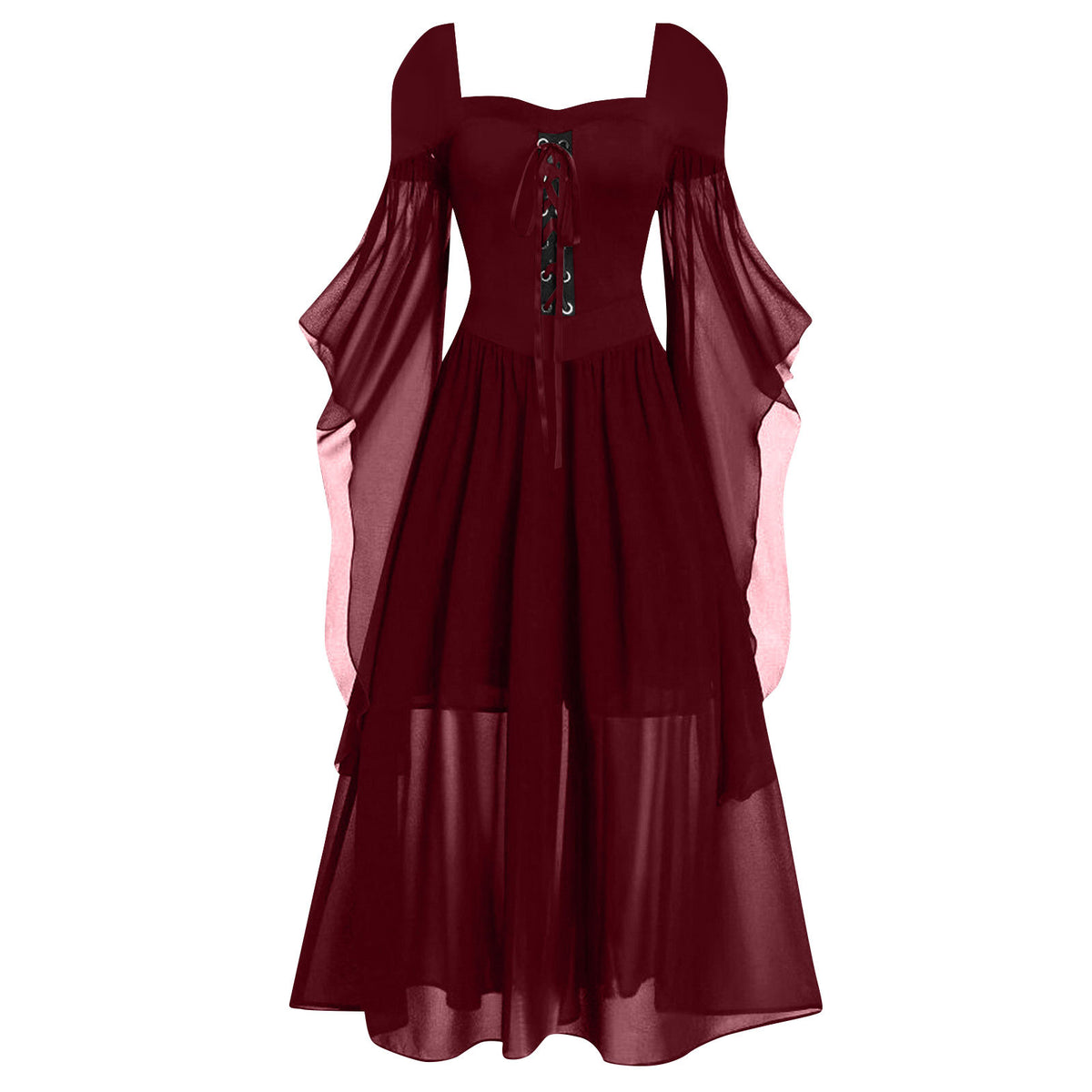 Witch Style Long Dress with Flare Sleeves