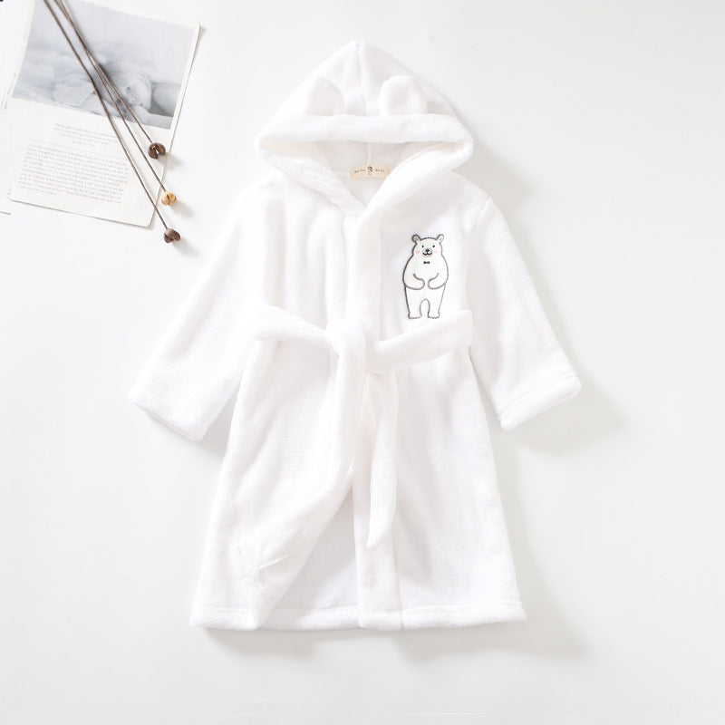 hildren Flannel Hooded Animal Bathrobe for Boys Girls