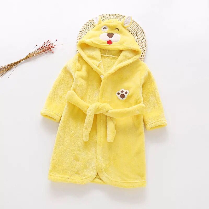 hildren Flannel Hooded Animal Bathrobe for Boys Girls