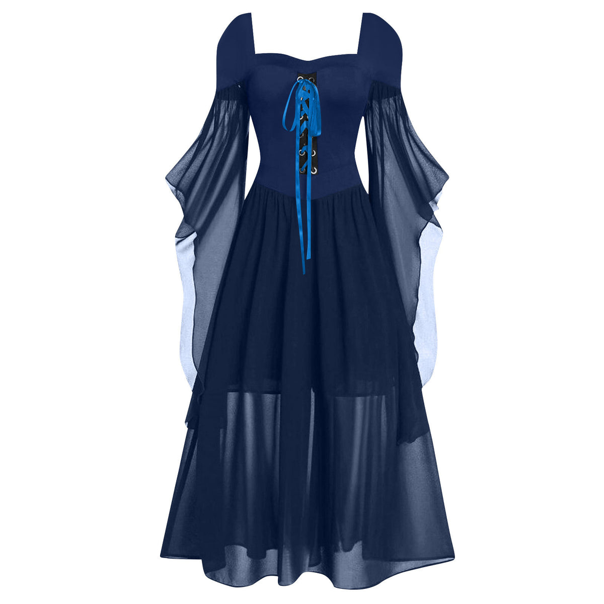 Witch Style Long Dress with Flare Sleeves