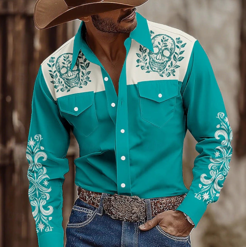 Long Sleeve Western Stand Collar Shirt