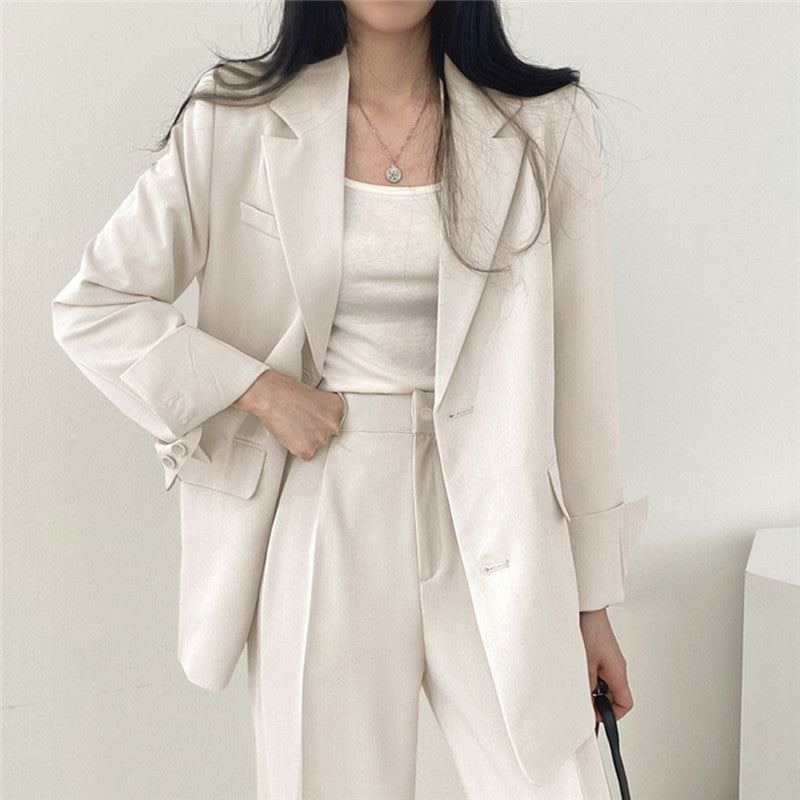 Women Slim Fit Solid Color Suit Set