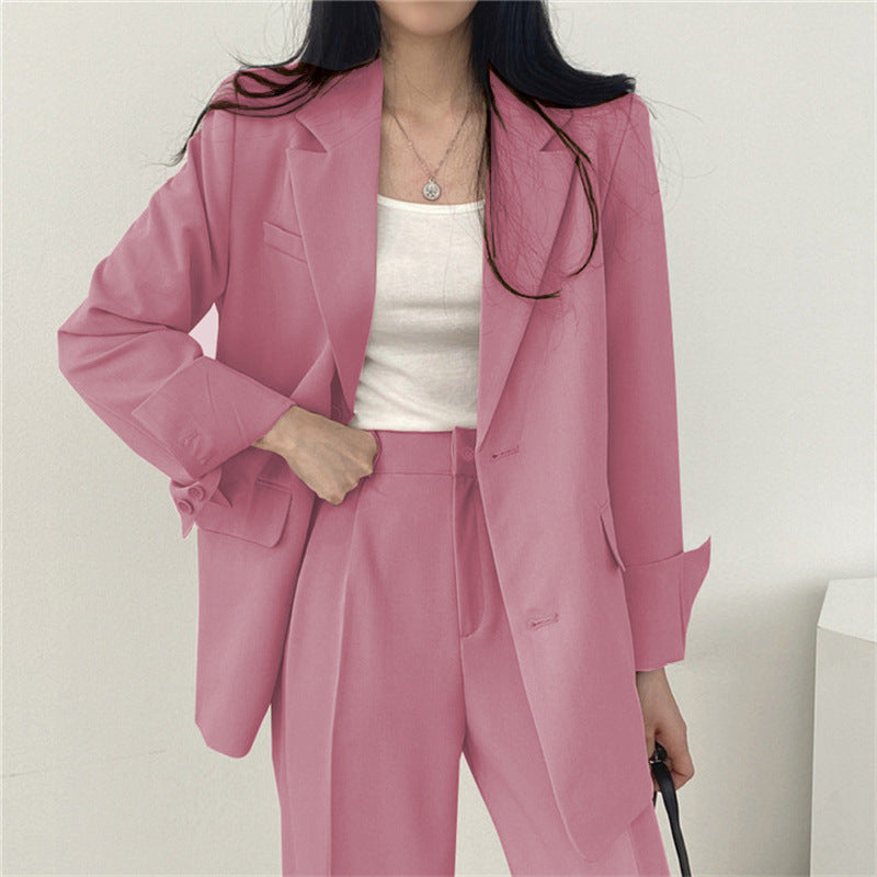 Women Slim Fit Solid Color Suit Set