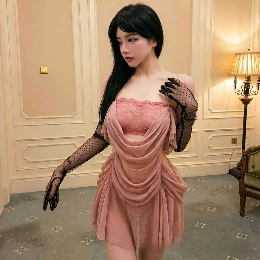 Womens Mesh Lace Camisole Nightdress