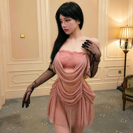 Womens Mesh Lace Camisole Nightdress
