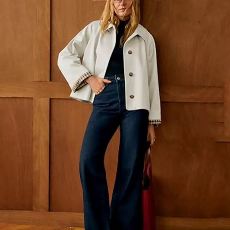 Womens Button Front Lapel Jacket