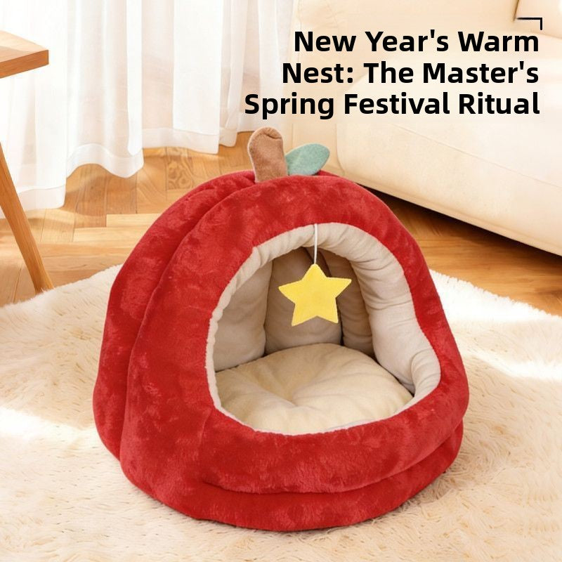 Plush Semi-Enclosed Pet Bed