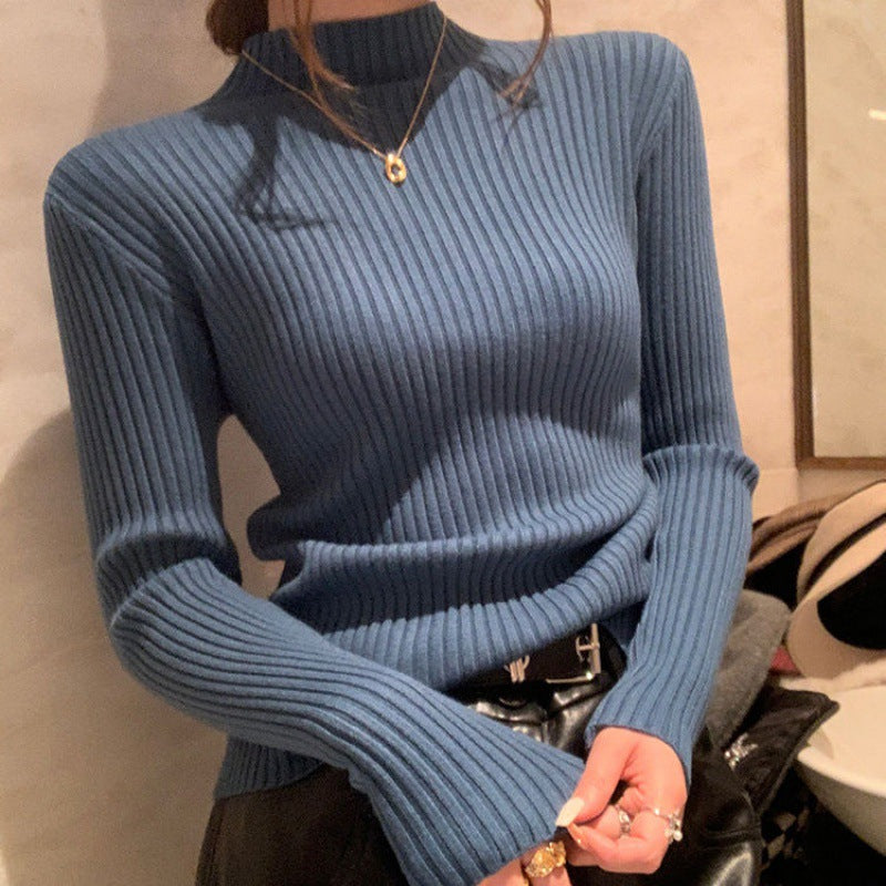 Half-neck sweater for women, slim-fit knitted fabric