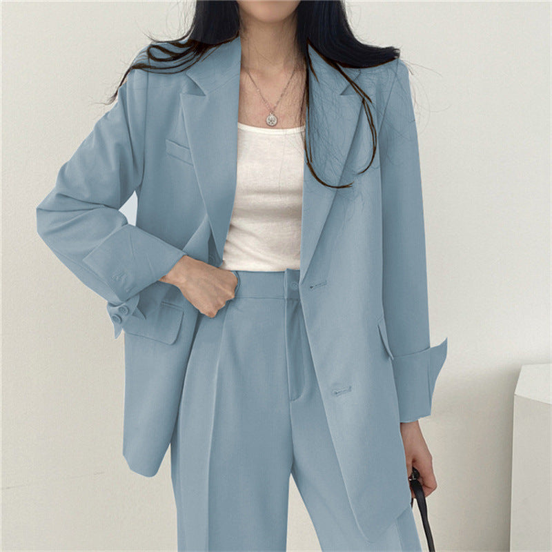 Women Slim Fit Solid Color Suit Set