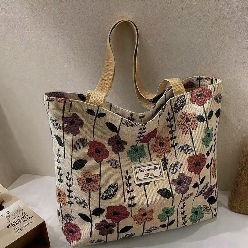 Canvas Tote Bag Women Foldable Shoulder Bag