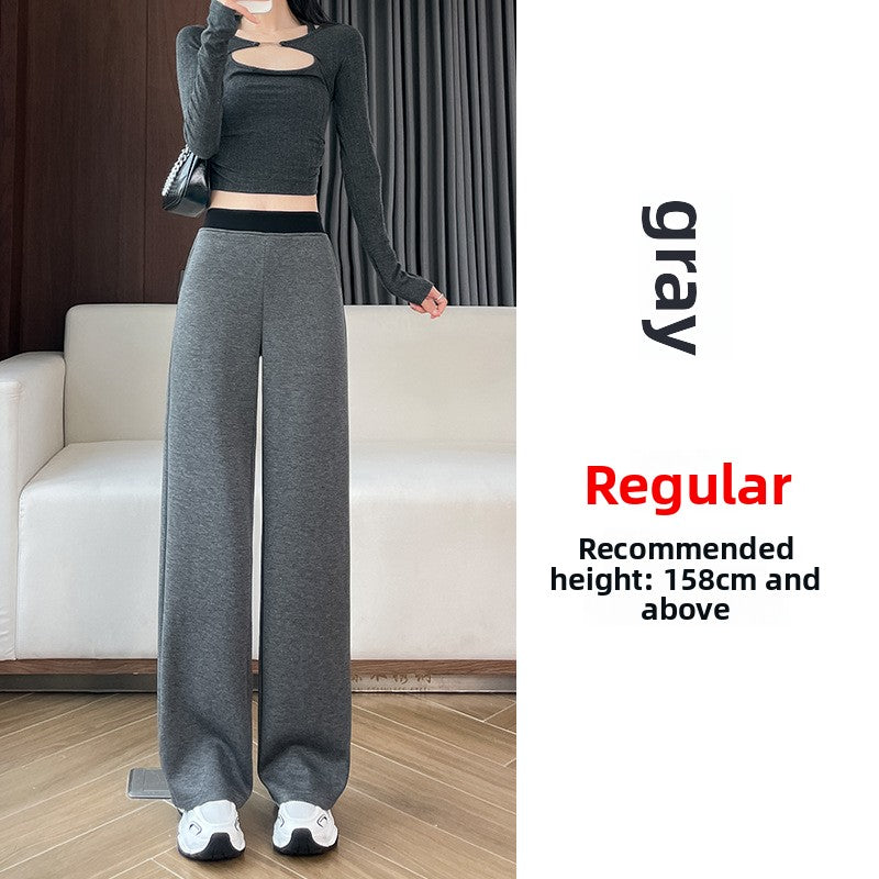 High-Waisted Fleece-Lined Wide-Leg Pants