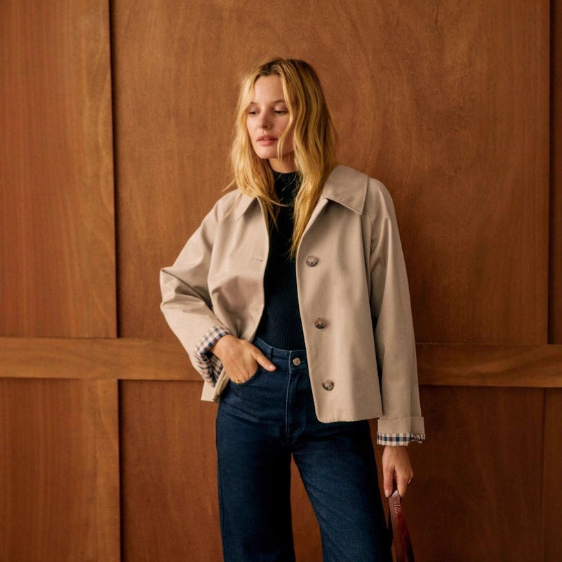 Womens Button Front Lapel Jacket