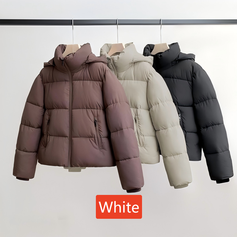 Women's short-sleeved button-down hooded cotton coat