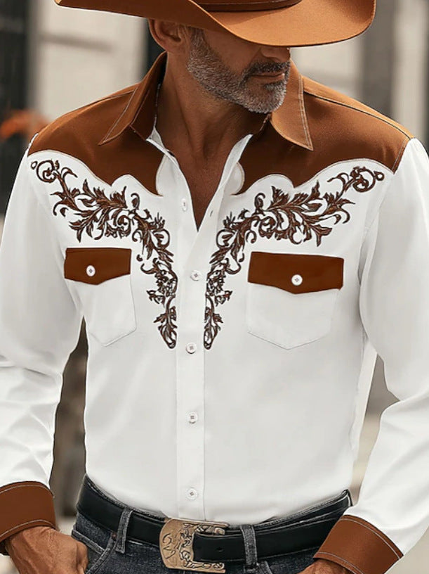 Long Sleeve Western Stand Collar Shirt