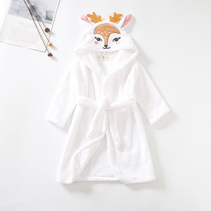 hildren Flannel Hooded Animal Bathrobe for Boys Girls