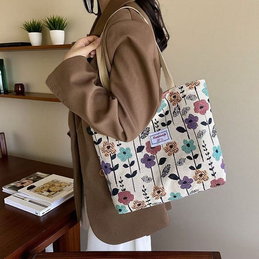 Canvas Tote Bag Women Foldable Shoulder Bag