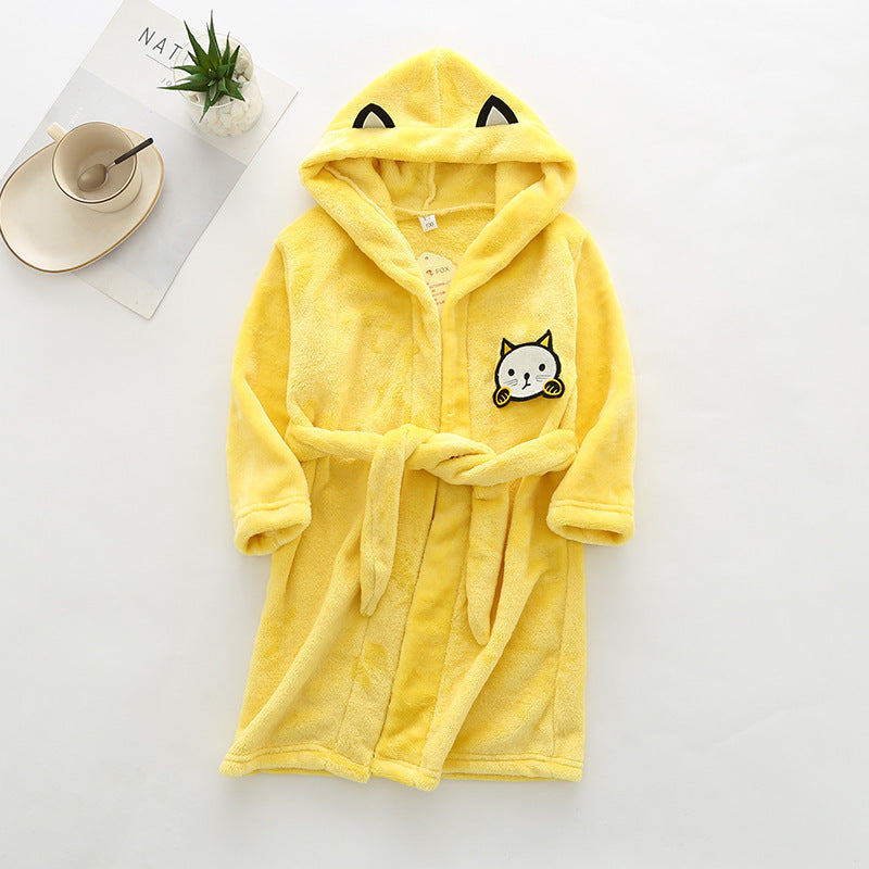hildren Flannel Hooded Animal Bathrobe for Boys Girls