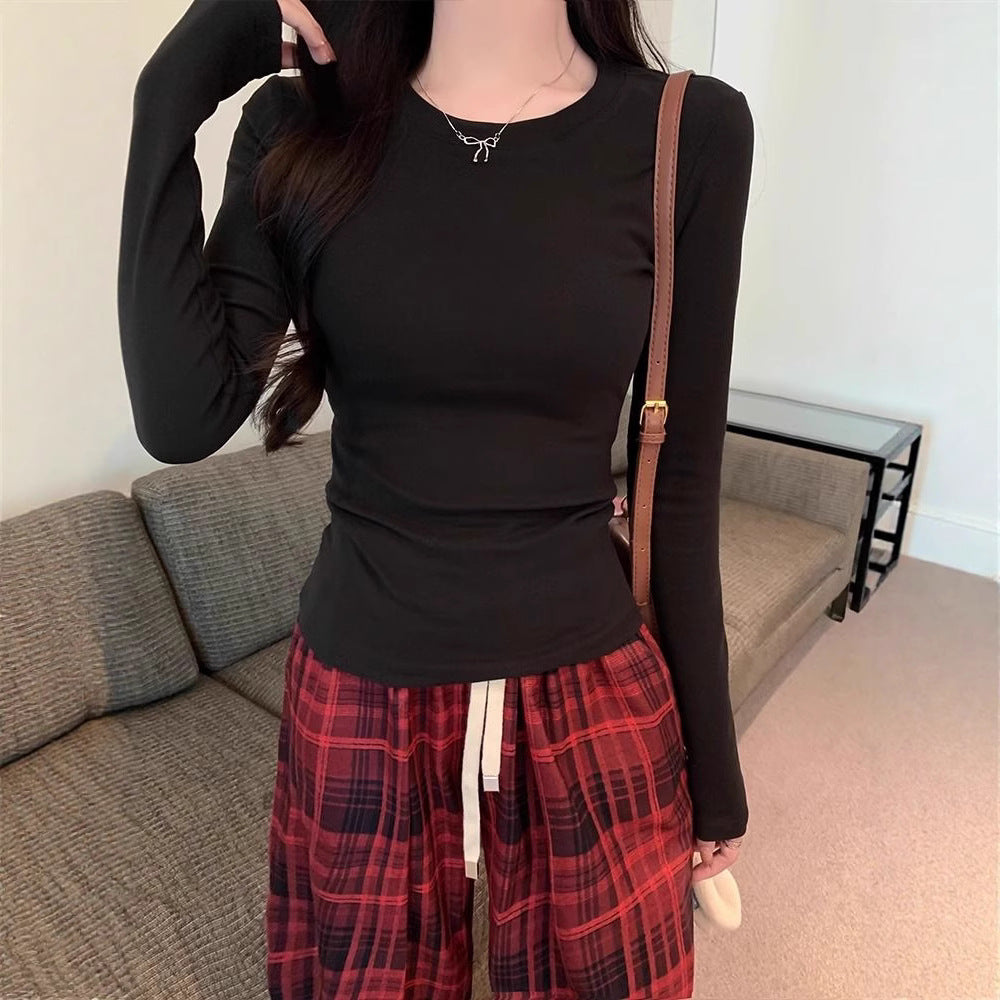 Women Sexy Slim Fit Cropped Long Sleeve T Shirt
