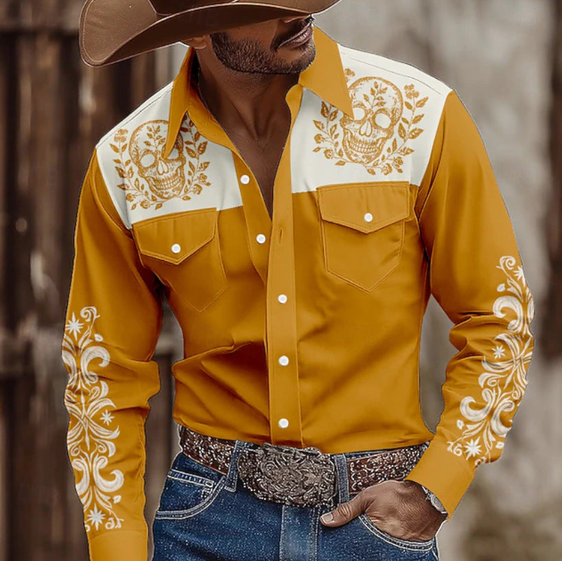 Long Sleeve Western Stand Collar Shirt