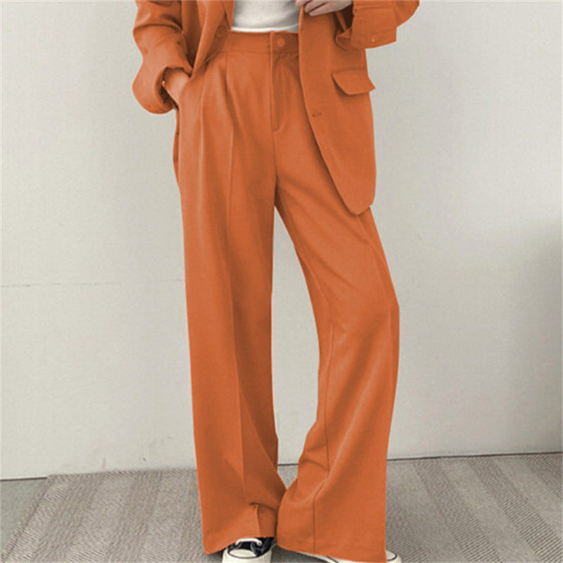 Women Slim Fit Solid Color Suit Set