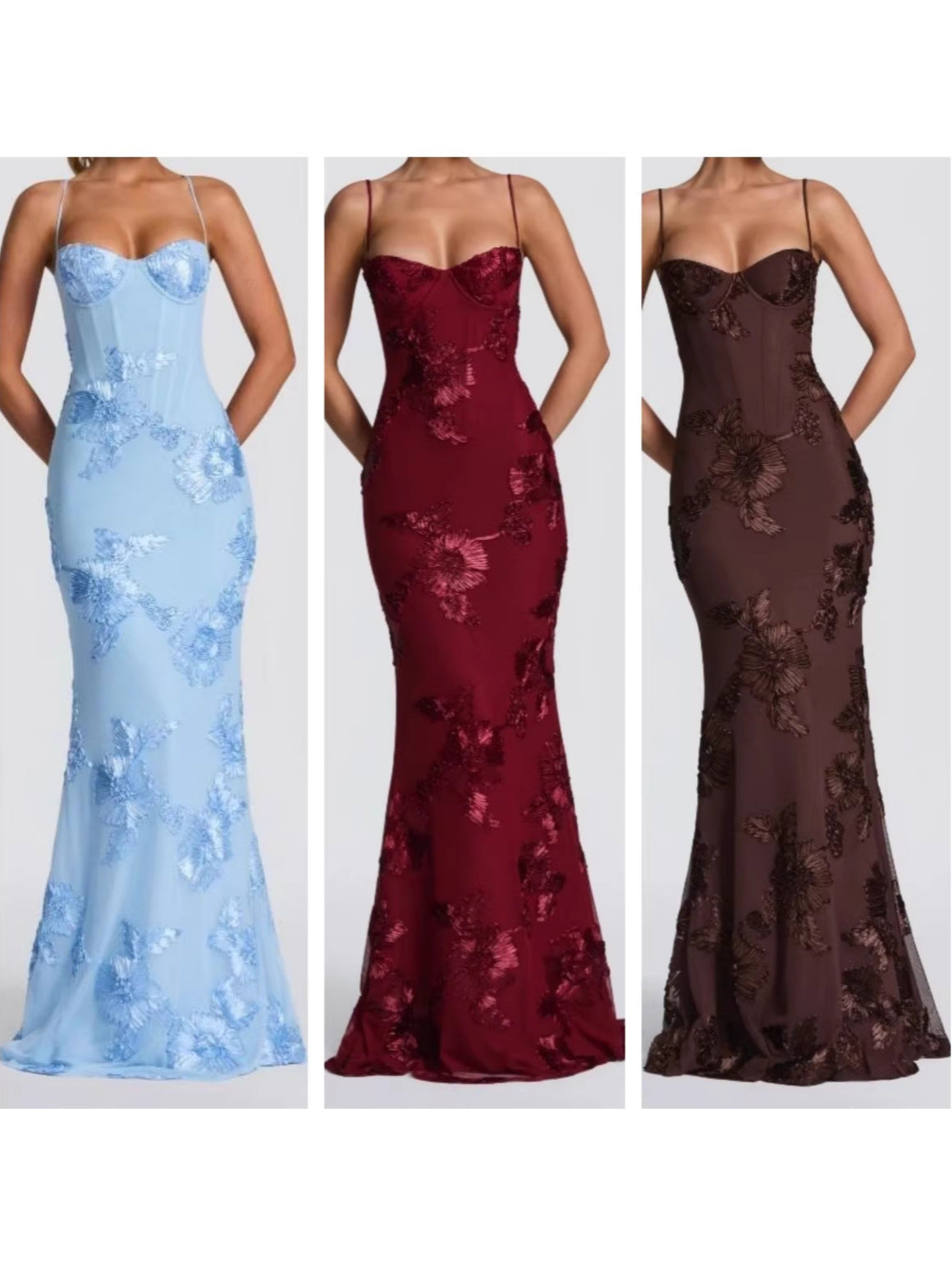 Elegant Backless Jacquard Evening Gown