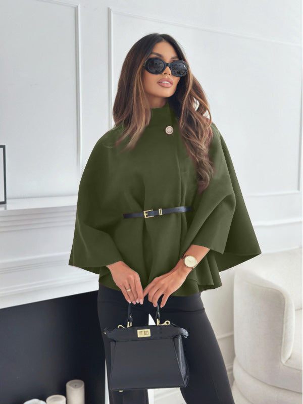 Women's Elegant Wool Cape Coat