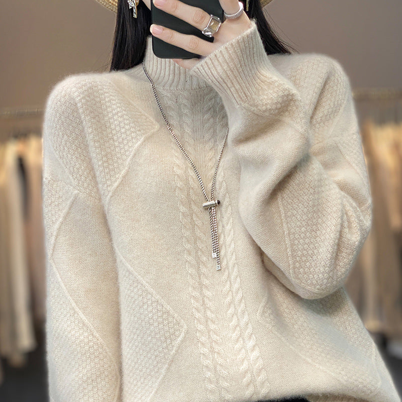 Womens Cable Knit Pullover Sweater