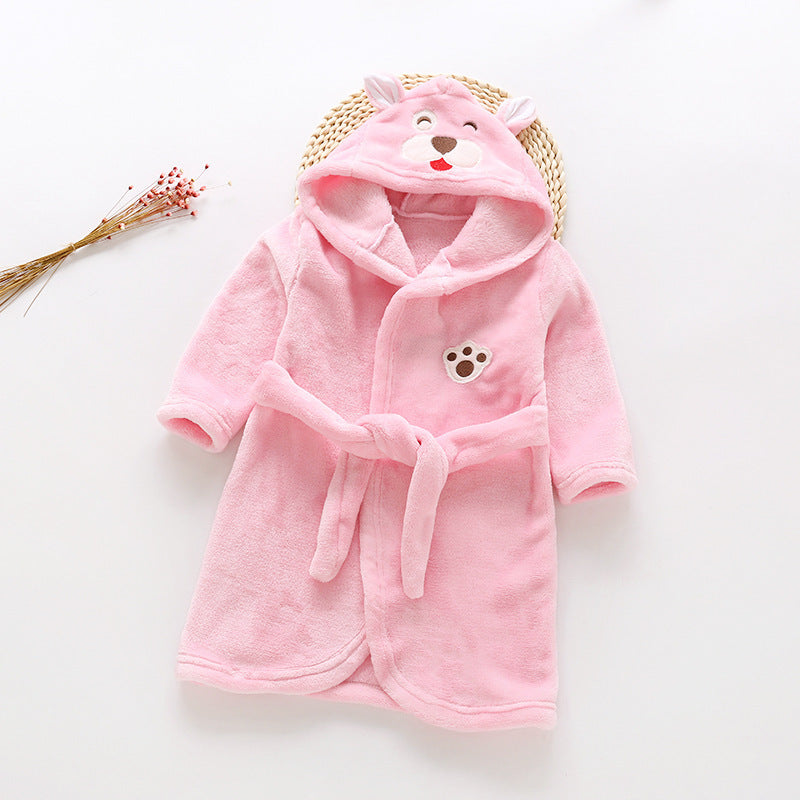 hildren Flannel Hooded Animal Bathrobe for Boys Girls