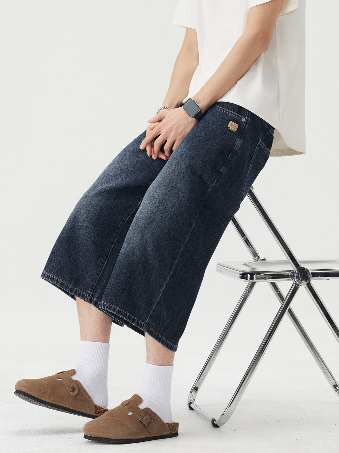 Retro Washed Denim Shorts