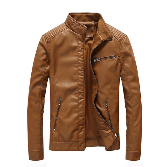 Men's PU leather motorcycle jacket