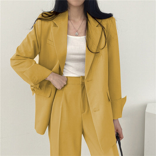 Women Slim Fit Solid Color Suit Set