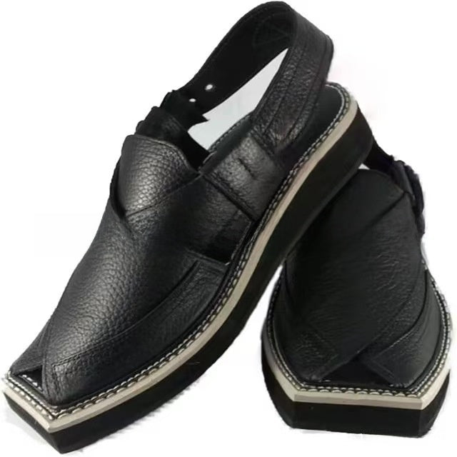 Woven Leather Flat Sandals