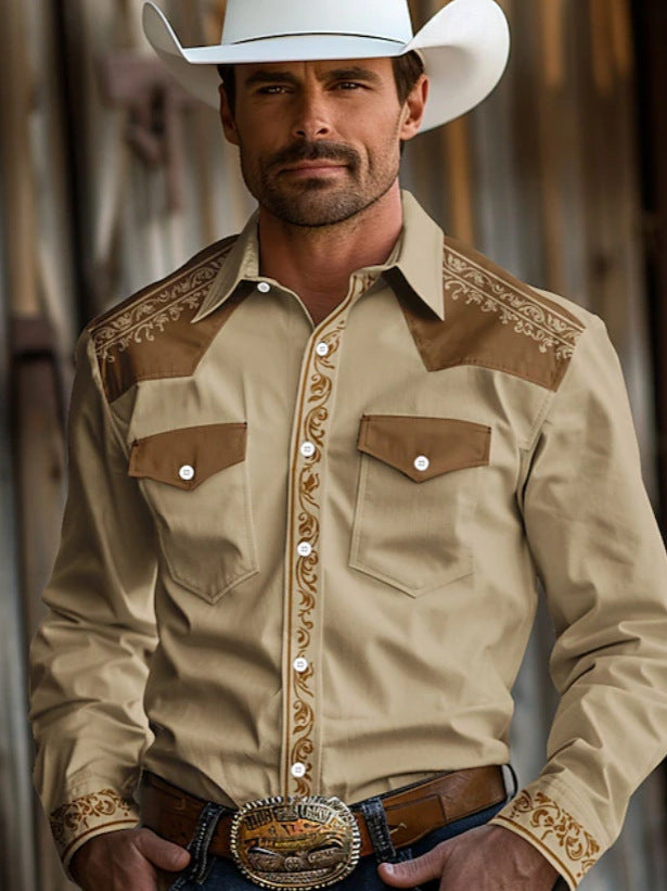 Long Sleeve Western Stand Collar Shirt