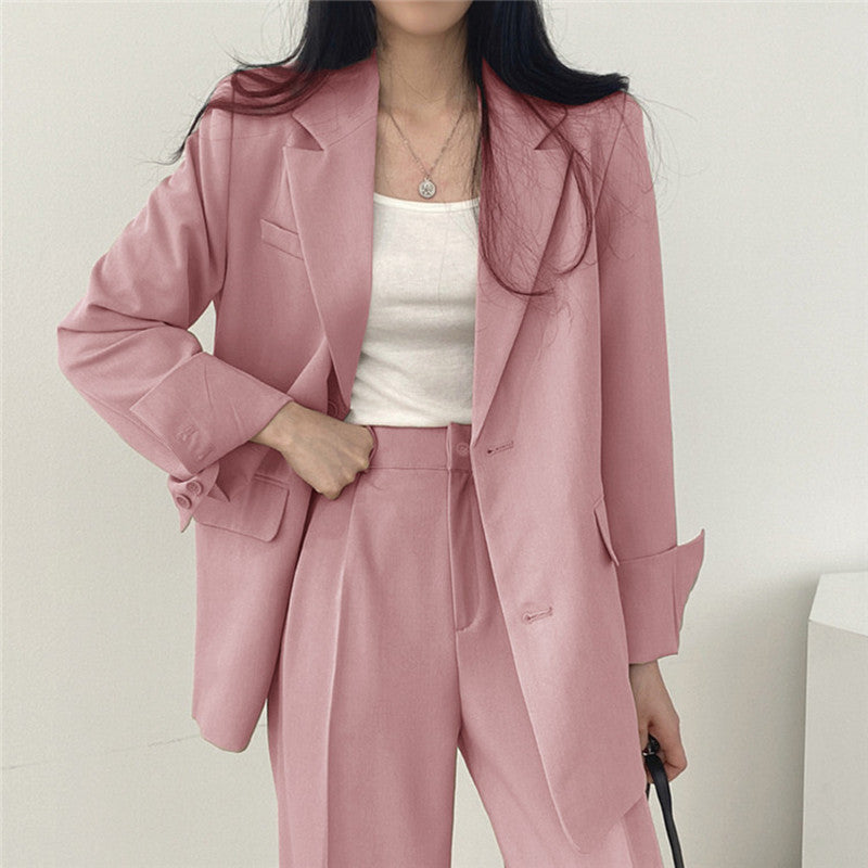 Women Slim Fit Solid Color Suit Set