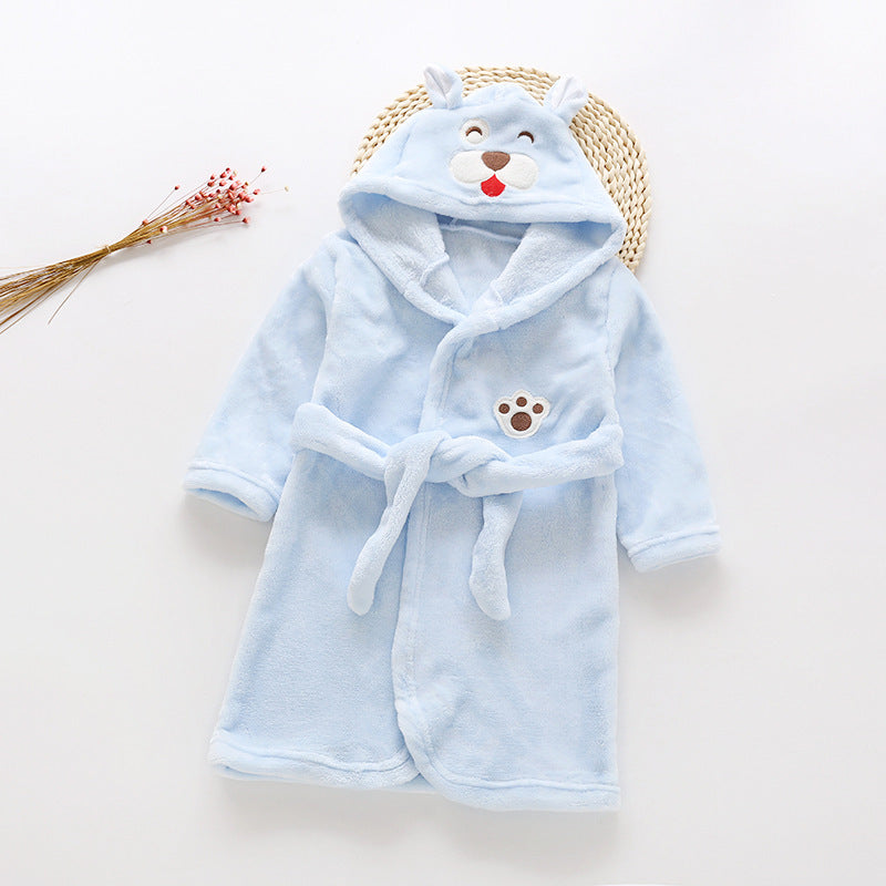 hildren Flannel Hooded Animal Bathrobe for Boys Girls