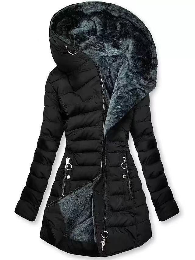 Womens Hooded Mid-Length Cotton Jacket