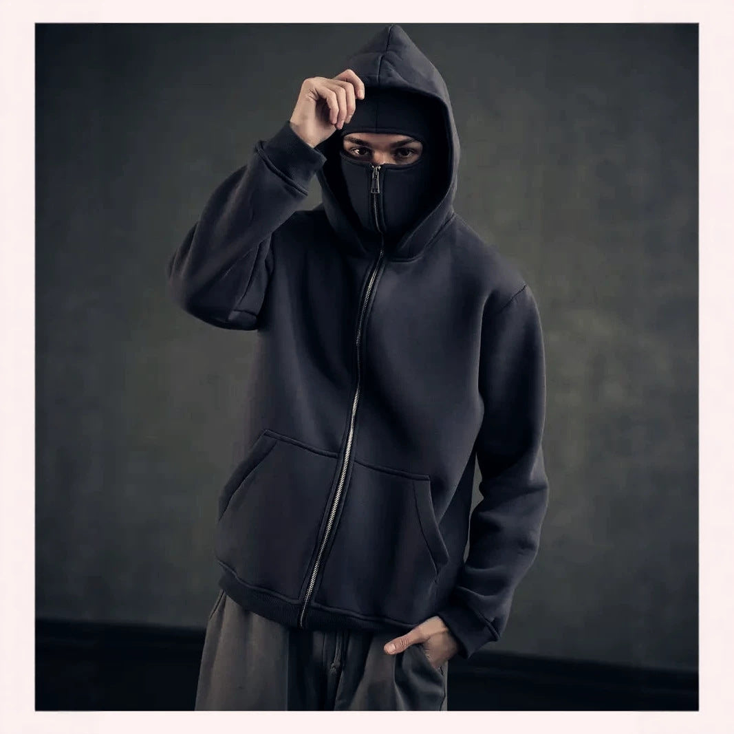 Double Hooded Fleece Zippered Sweatshirt