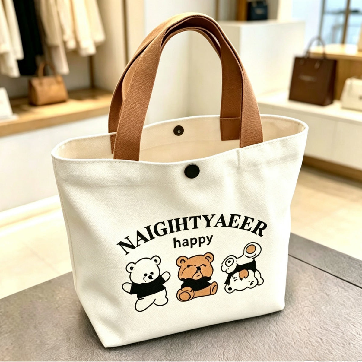 Canvas Tote Bag Women Foldable Shoulder Bag